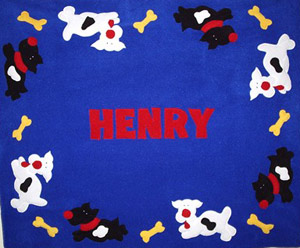 puppy blue crib size fleece