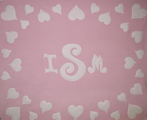 monogram hearts crib size fleece
